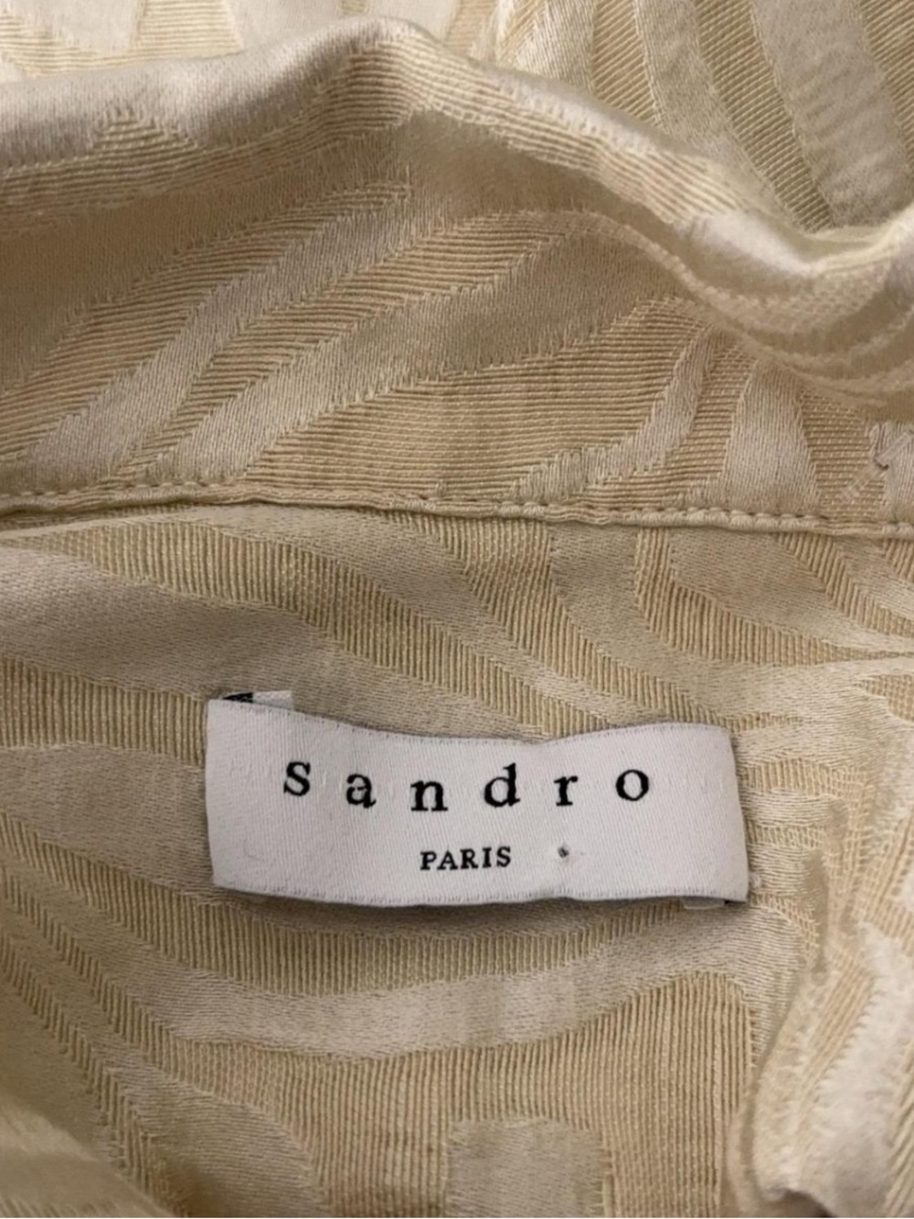 Sandro Cream Textured Button-Front Robe with Self Tie - Picture 3 of 4